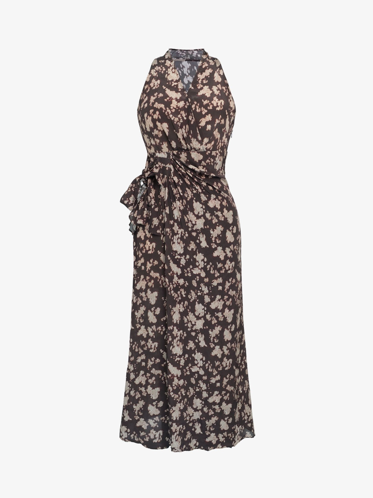 Floral Twist-Front Maxi Dress
