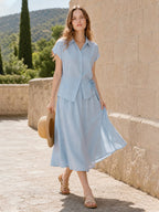 Tie-Waist Linen Shirt Set