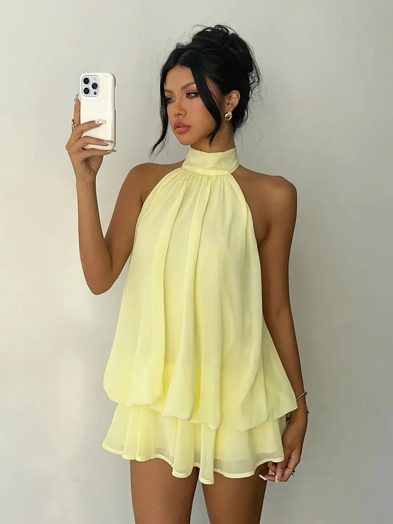 Halter Chiffon Mini Dress