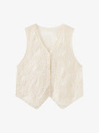 Embroidered V-Neck Button-Front Vest