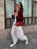 Deep Red Velvet Cropped Blazer