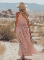 Vestido largo bohemio sin mangas con escote en V