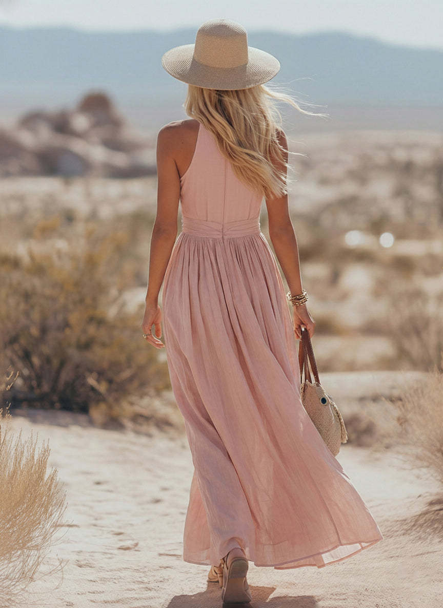 Boho V-Neck Sleeveless Maxi Dress