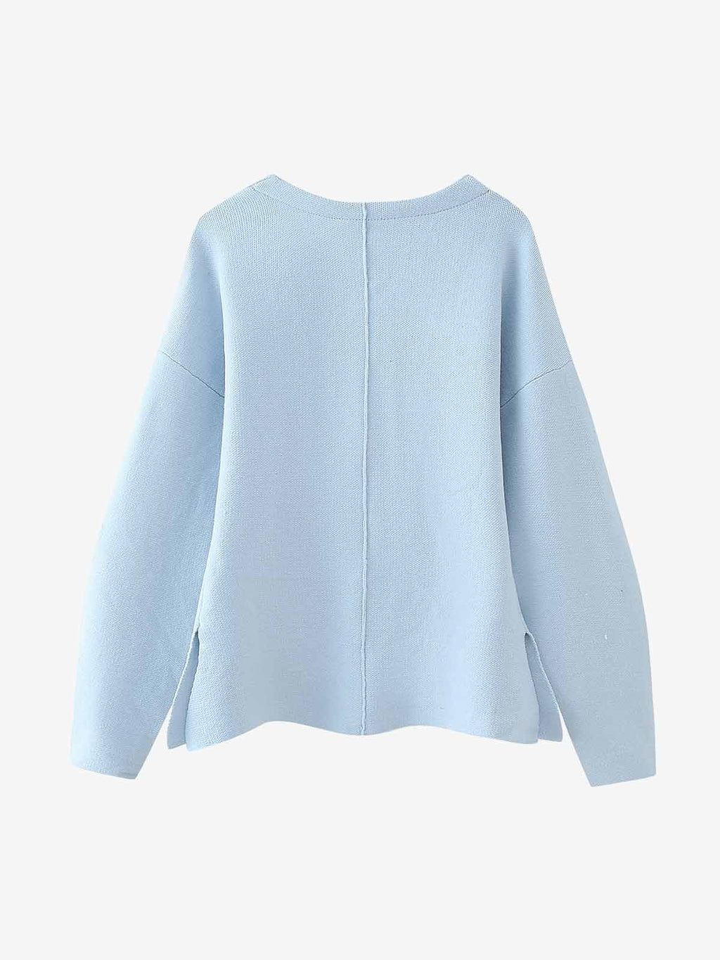 Light Blue Oversized Cropped Knit Sweater