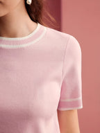 Pink Cropped Knit Sweater