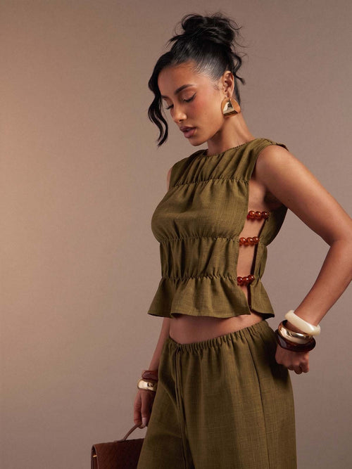 Beaded Ruched Two Piece Set