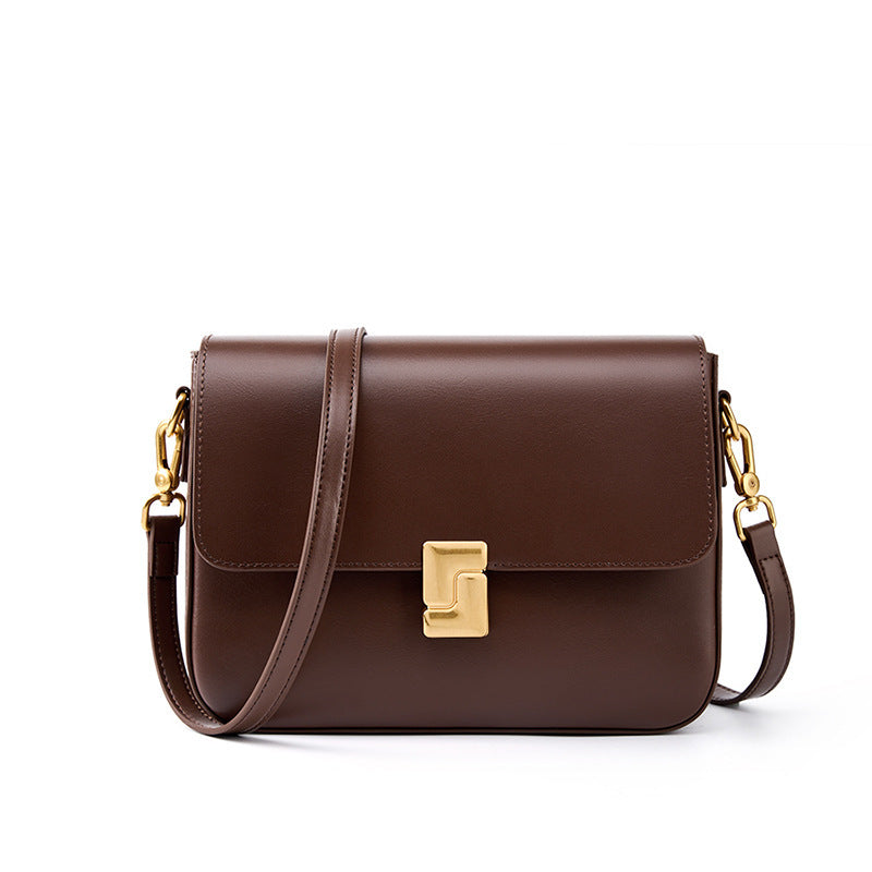 Structured Cowhide Leather Shoulder Bag