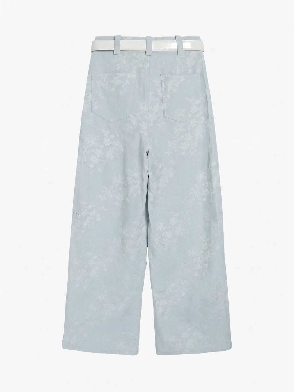 Lurex Floral Jacquard Wide-Leg Pants With Belt