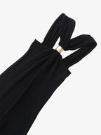 Black Halter Neck Buckle Midi Dress