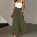Pantalon large taille haute