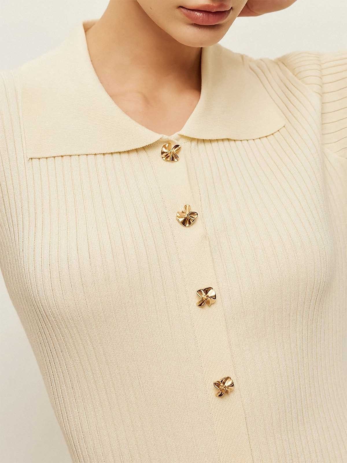 Collared Knit Button Down Midi Dress