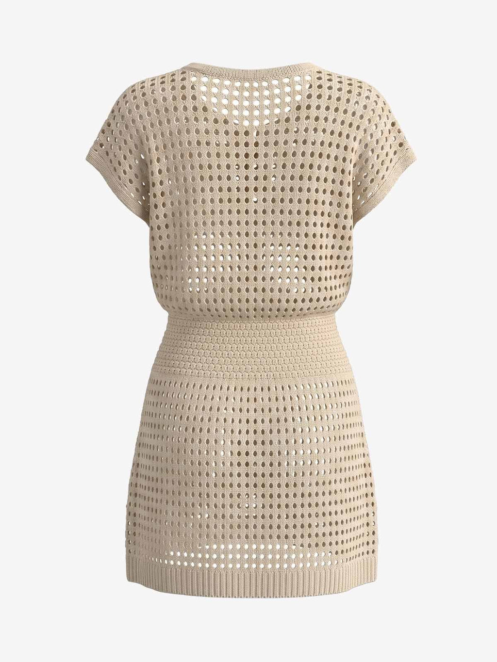 Knit Mesh Short Sleeve Mini Dress