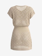 Knit Mesh Short Sleeve Mini Dress