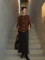 Flowy Pleated Knit Maxi Skirt