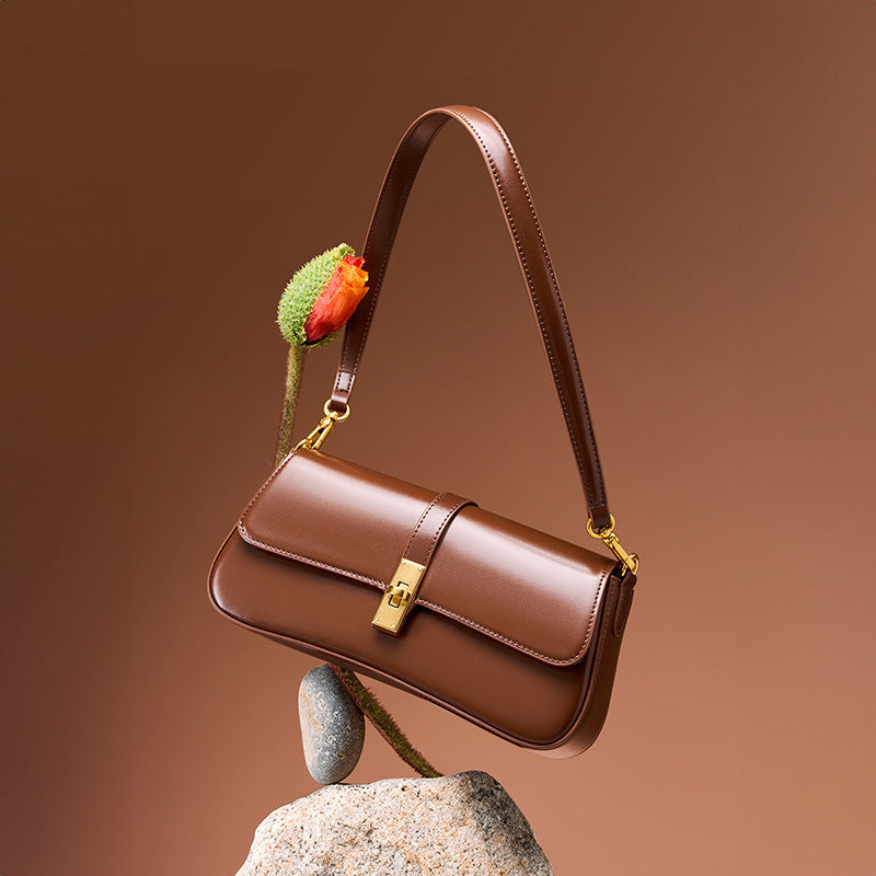 Leather Baguette Shoulder Bag