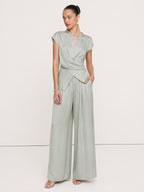 Braided Trim Wide-Leg Trouser Set