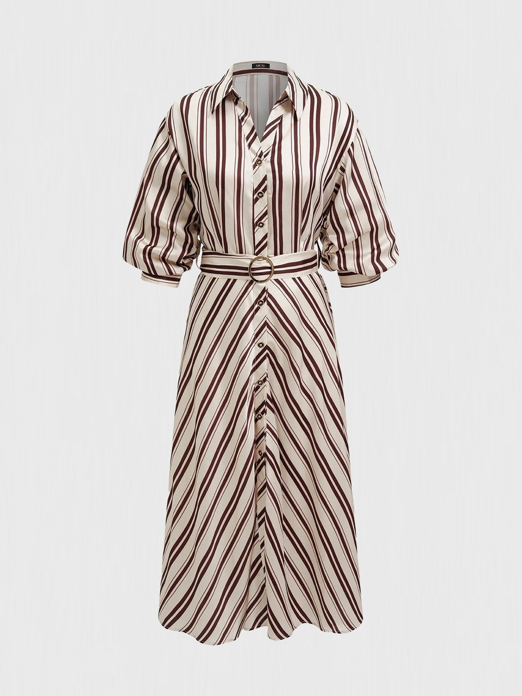 Stripe Belted Midi Shirt Dress