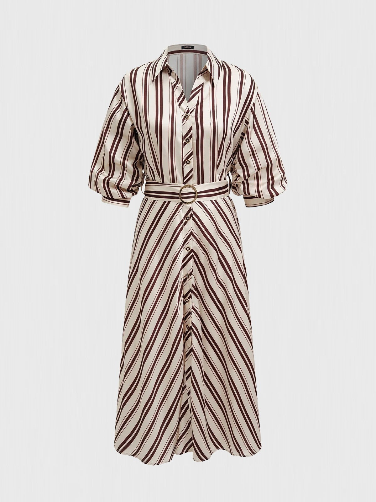 Stripe Belted Midi Shirt Dress