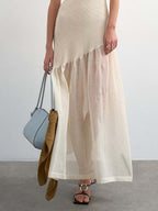 Sheer Panel Knit Maxi Dress