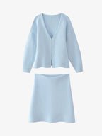 Light Blue Oversized Cropped Knit Sweater