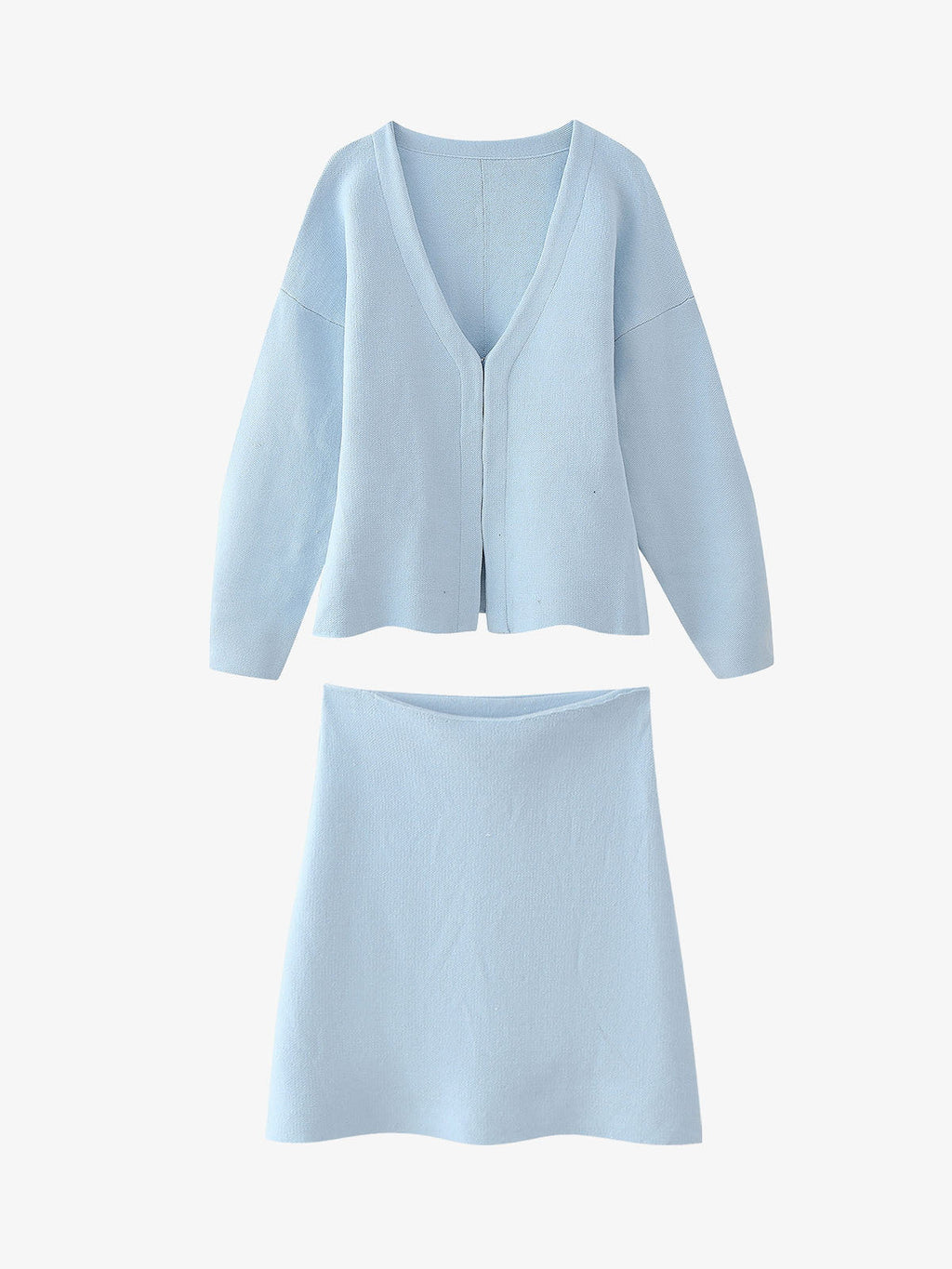 Light Blue Cropped Knit Sweater Set