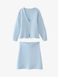 Light Blue Cropped Knit Sweater Set