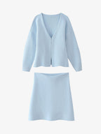 Light Blue Cropped Knit Sweater Set