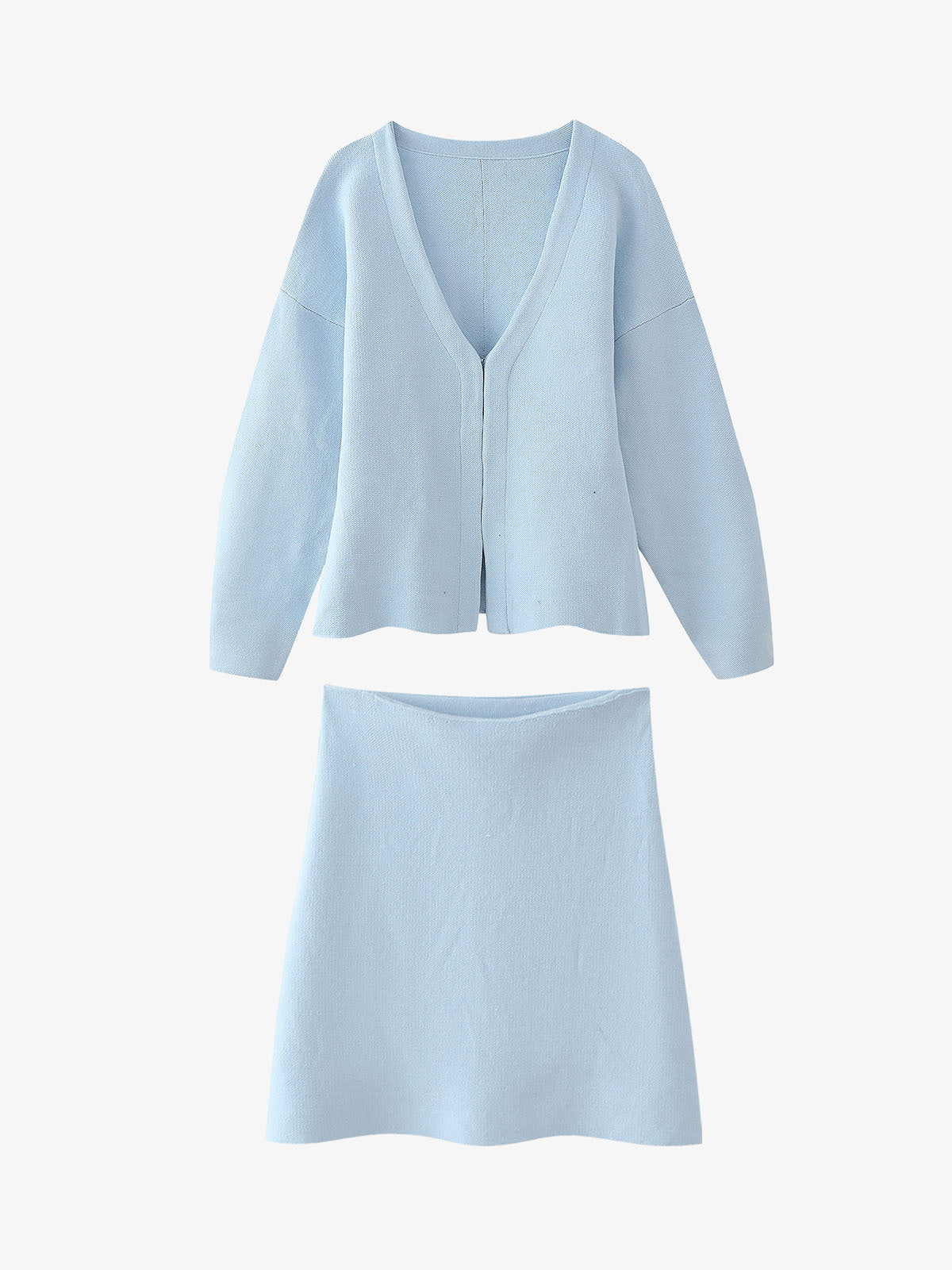 Light Blue Cropped Knit Sweater Set