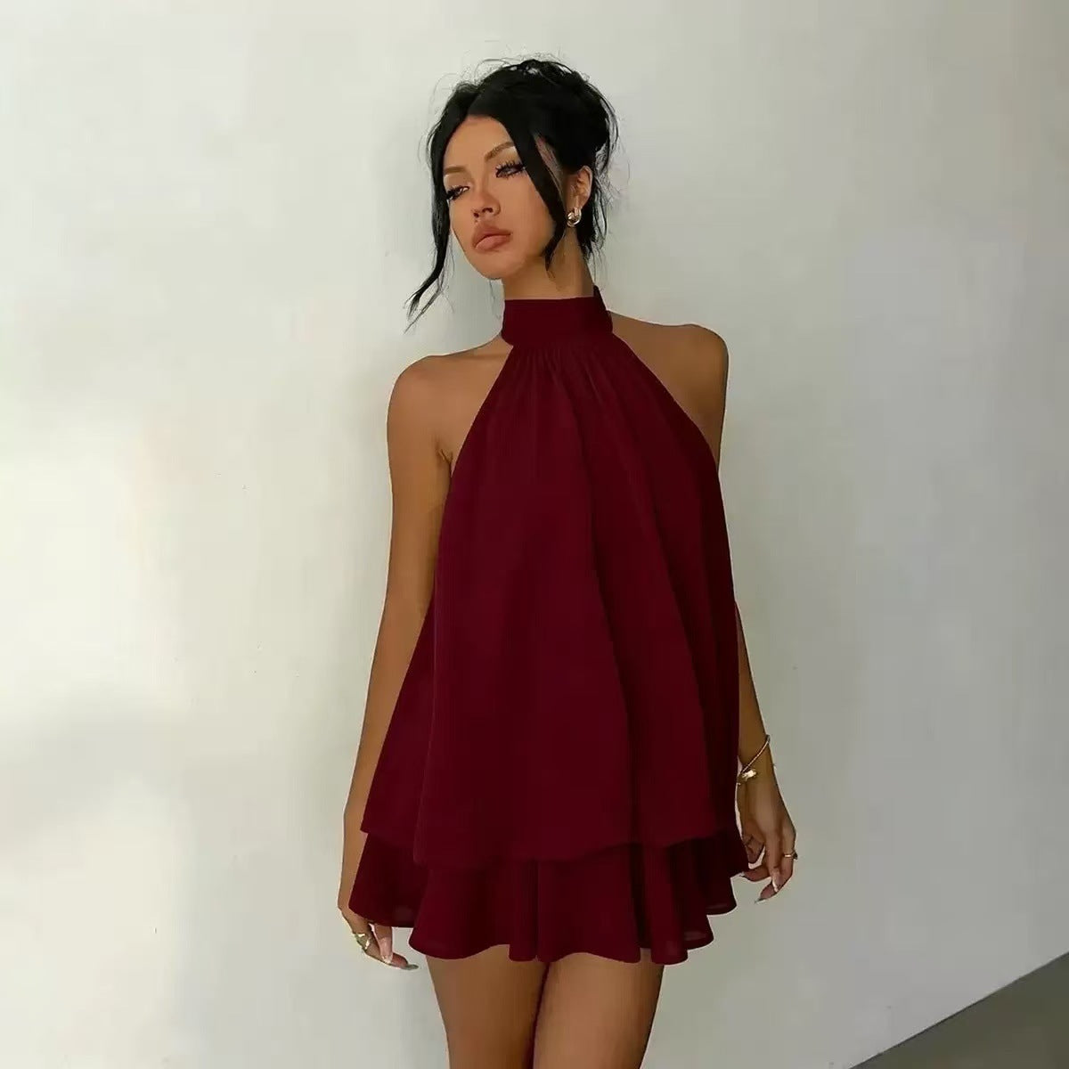 Halter Chiffon Mini Dress