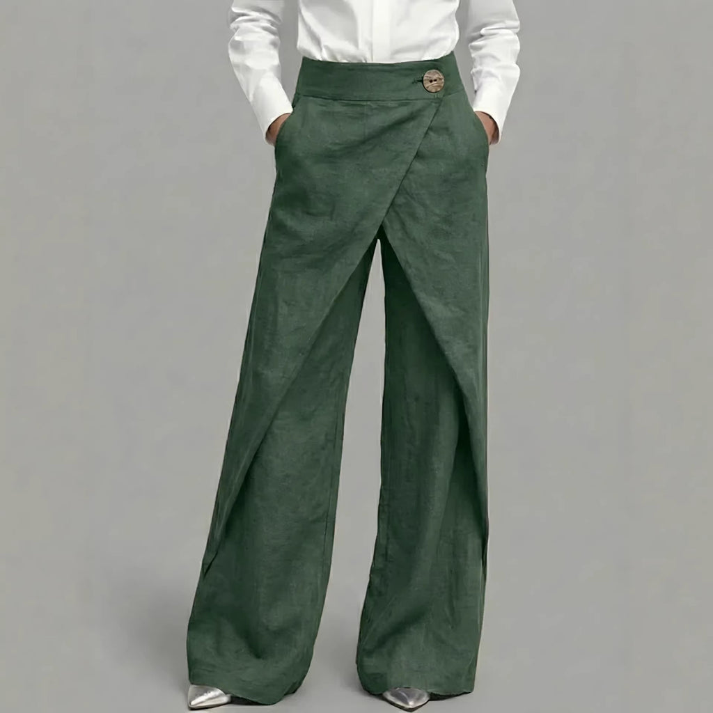 Linen Wrap Wide Leg Pants