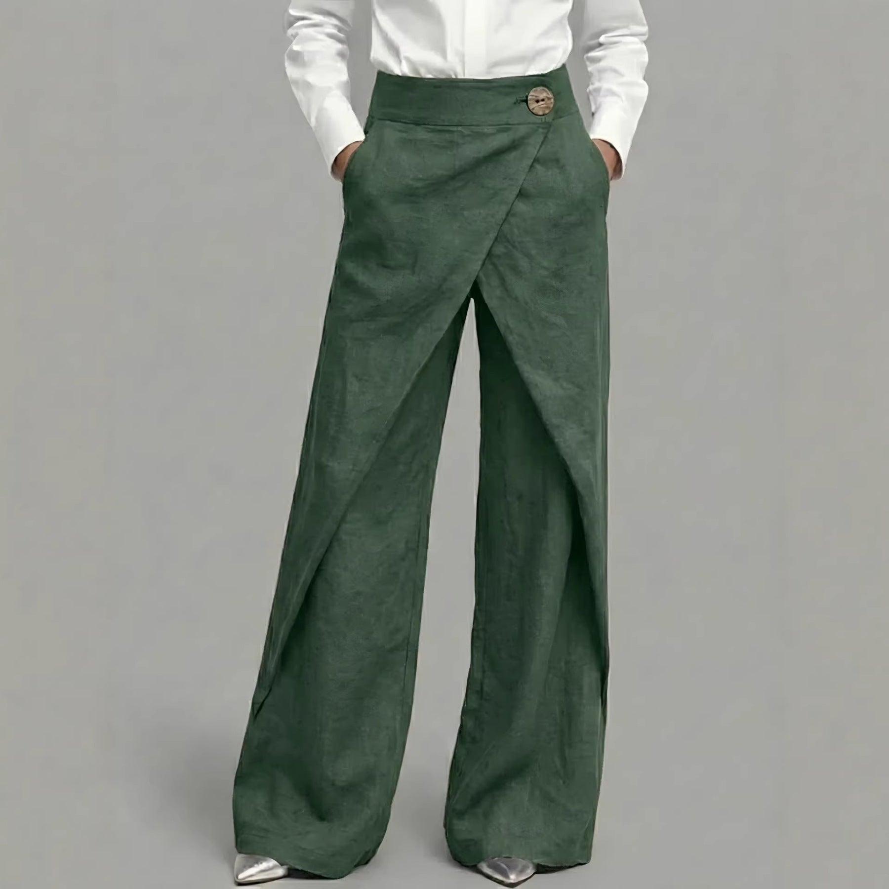 Linen Wrap Wide Leg Pants