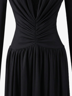 Fitted Lace Detail Ruched Maxi Dress