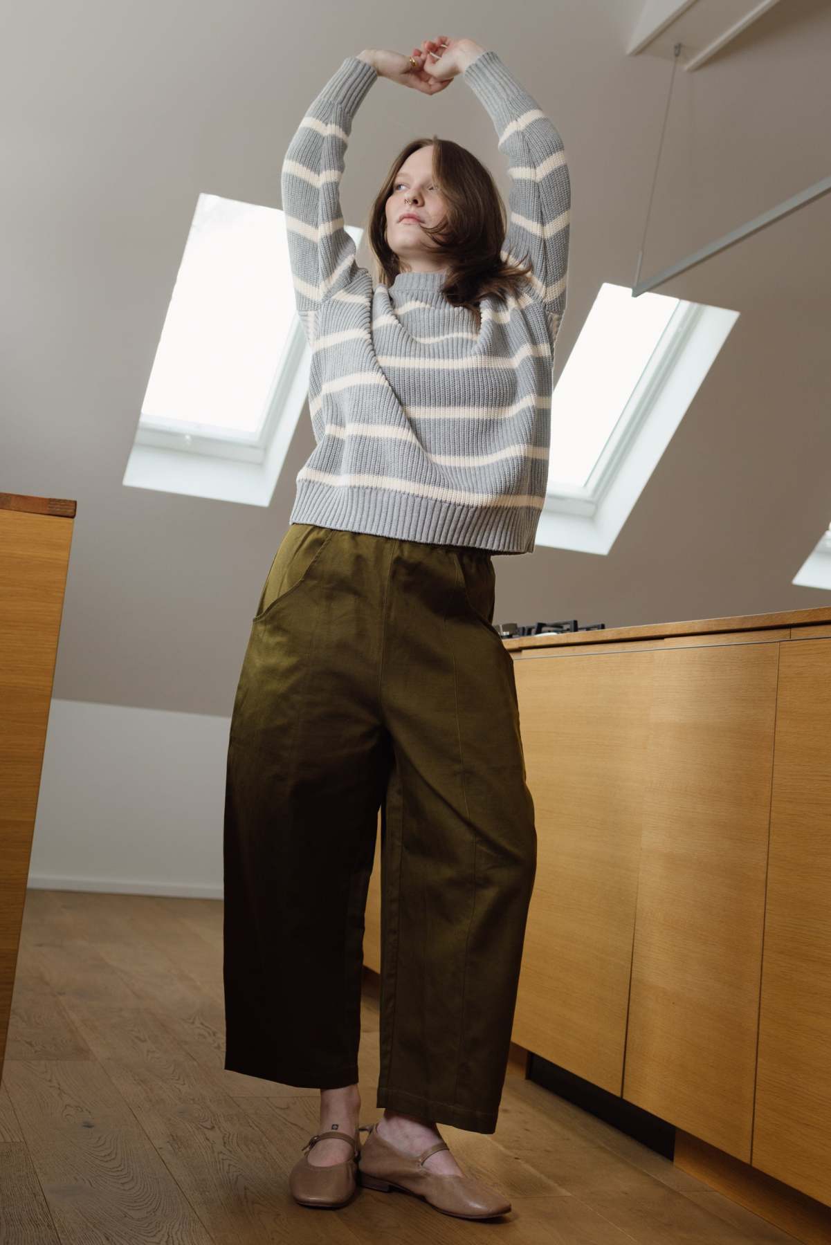 Cotton Blend Track Pants with Side Stripes - Comfortable Wide Leg Joggers for Casual Wear