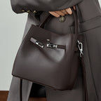 Cowhide Leather Bucket Bag