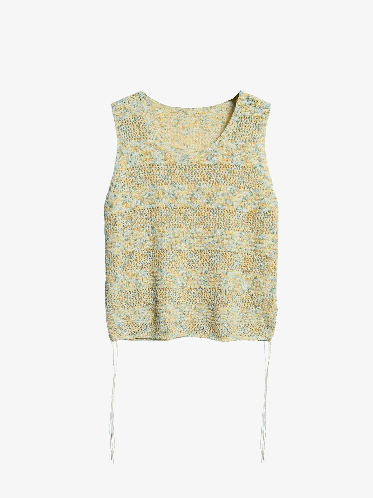 Melange Open-Knit Drawstring Tank