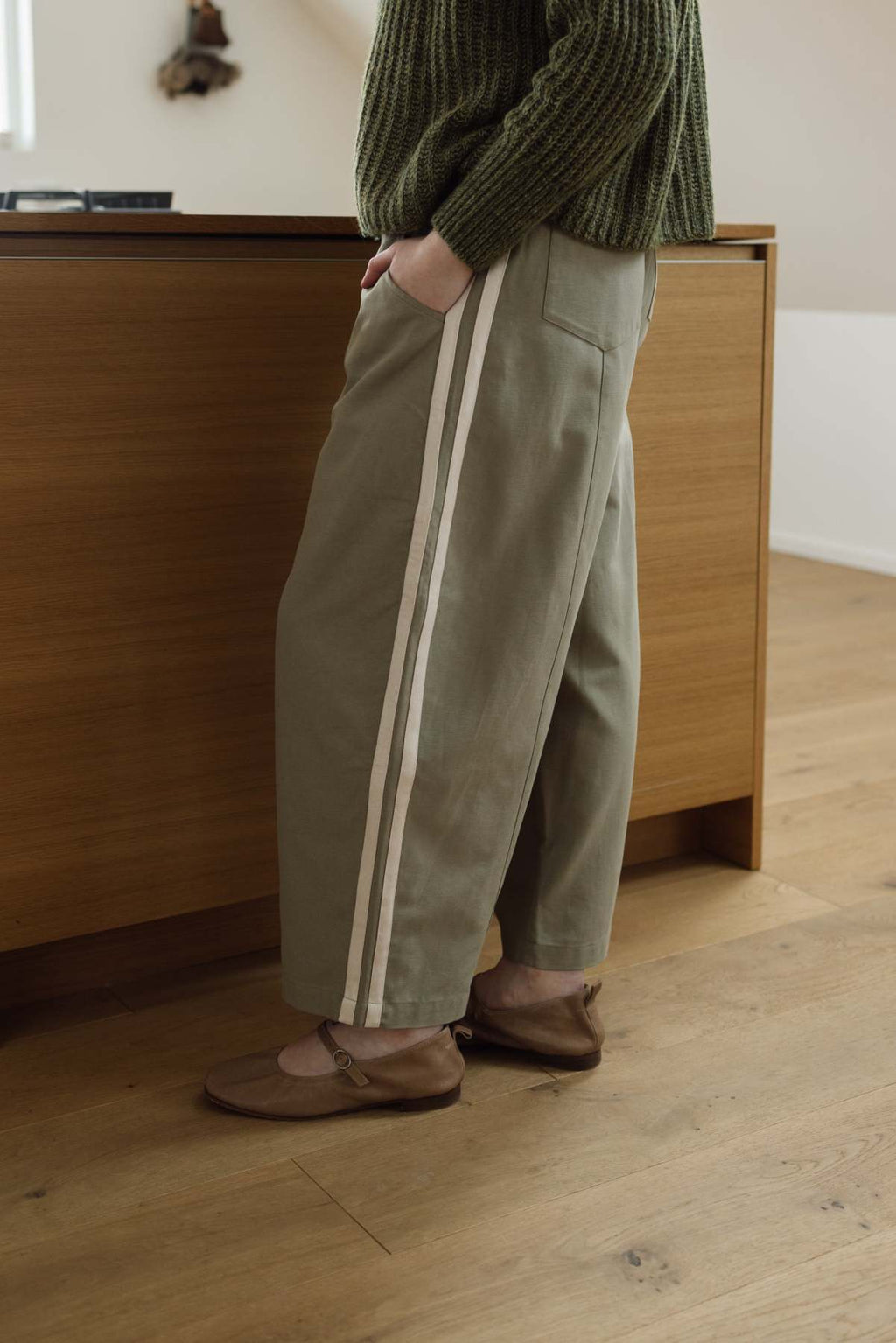 Cotton Blend Track Pants with Side Stripes - Comfortable Wide Leg Joggers for Casual Wear