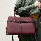 Structured Cowhide Leather Top Handle Bag