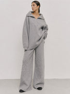 Half Zip Ribbed Knit Set