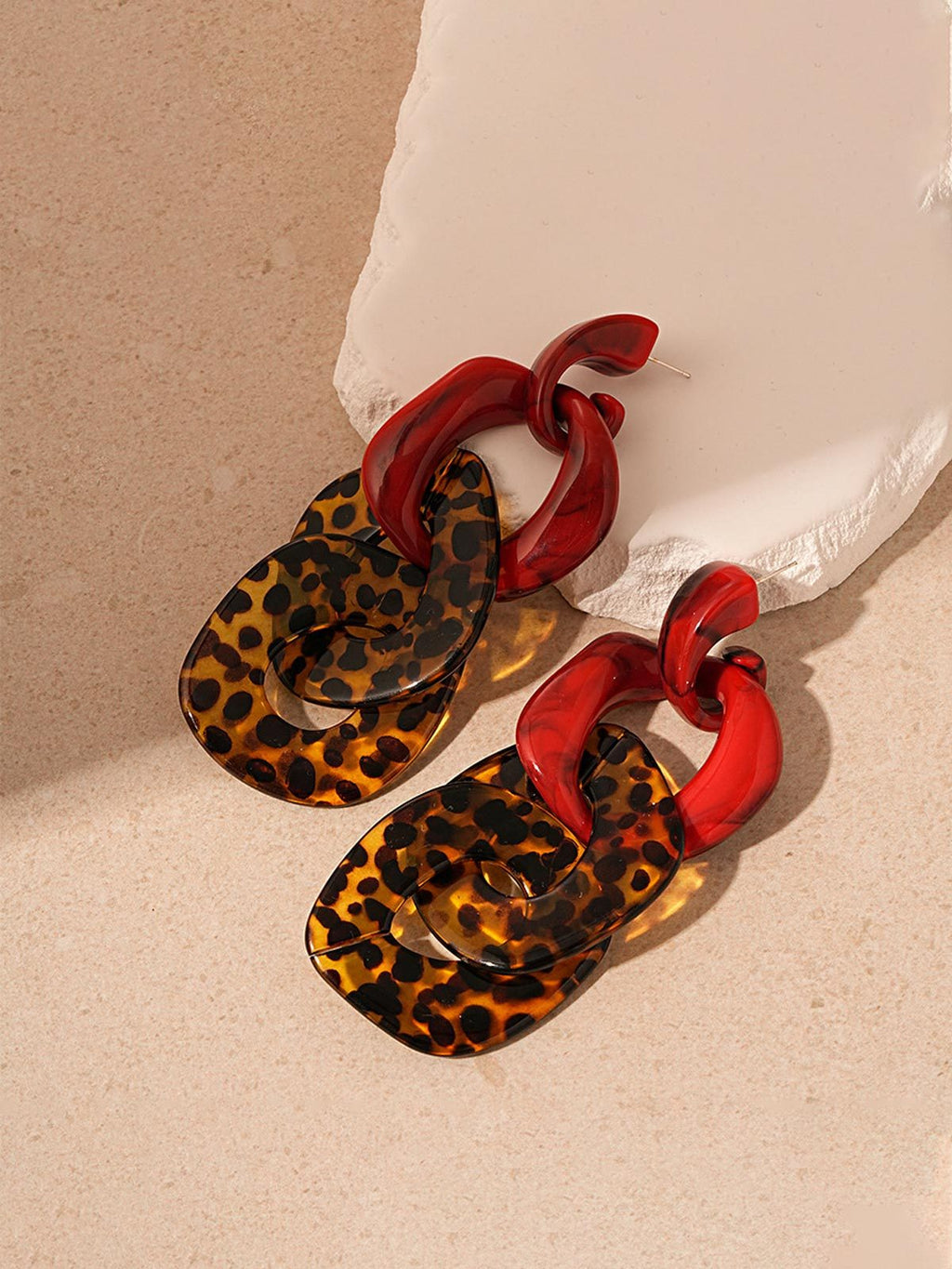 Leopard Geometric Acrylic Earrings