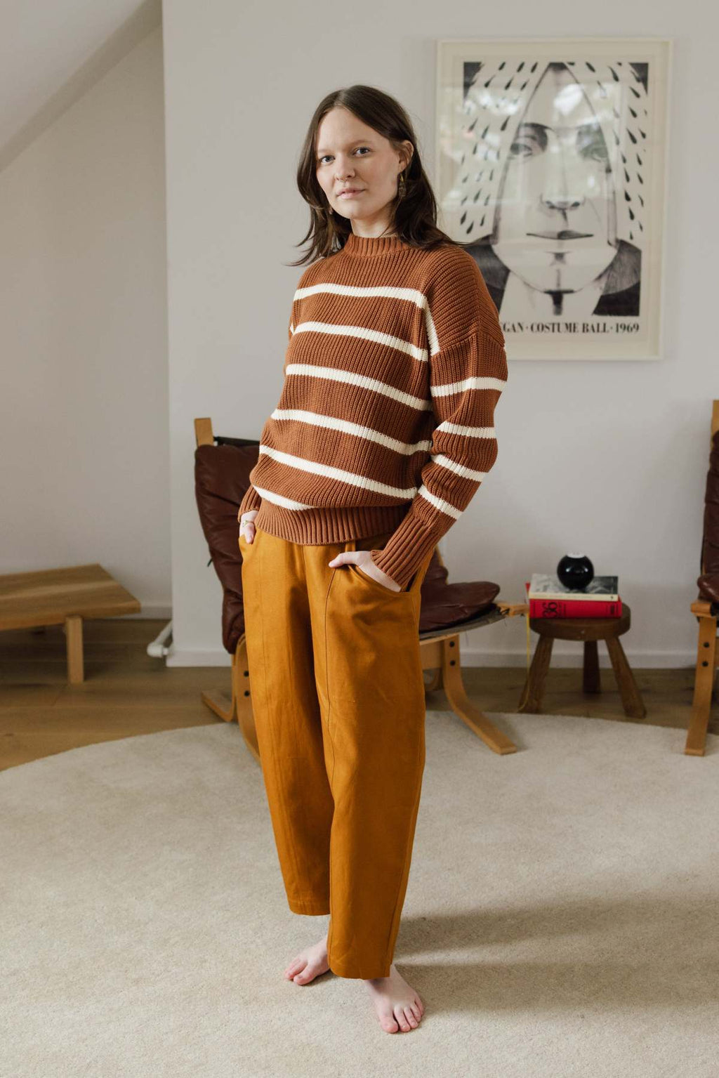 Cotton Blend Track Pants with Side Stripes - Comfortable Wide Leg Joggers for Casual Wear