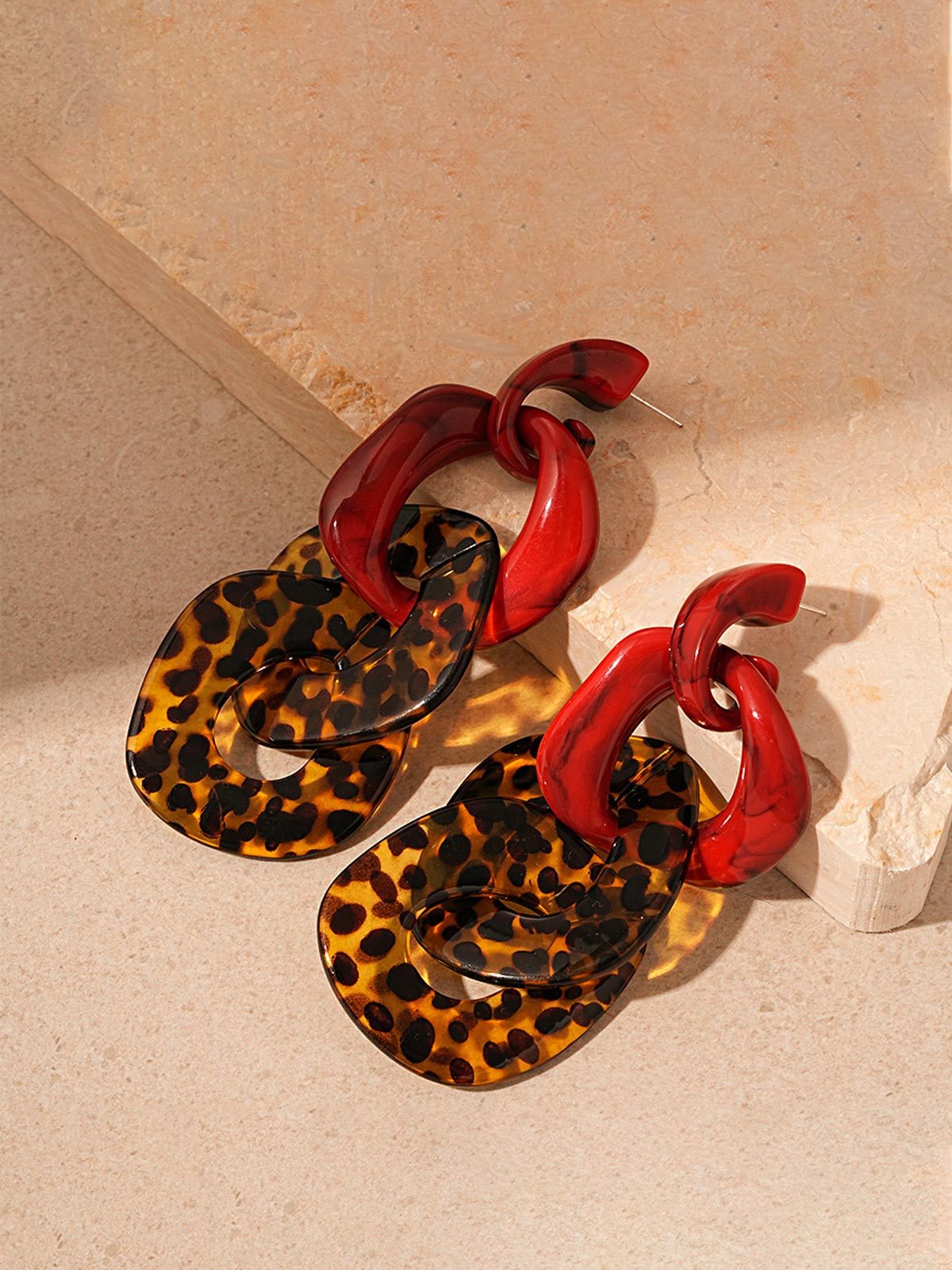 Leopard Geometric Acrylic Earrings