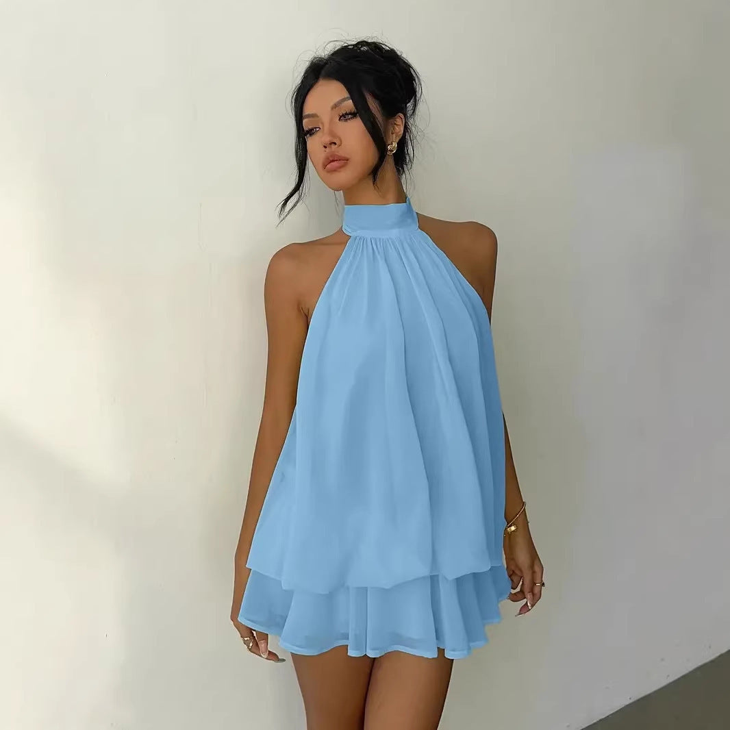 Halter Chiffon Mini Dress