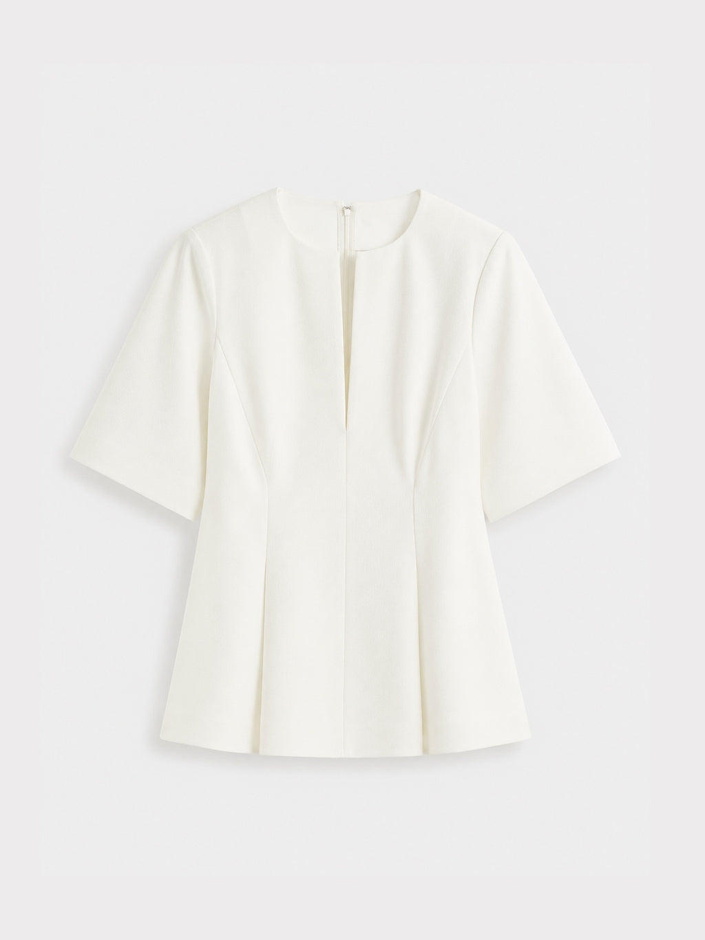 Split-Neck Cotton Tailored Blouse