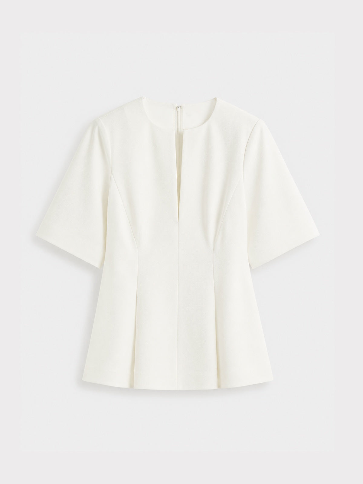 Split-Neck Cotton Tailored Blouse