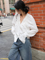 Ruched V-Neck Blouse
