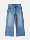 Cropped Straight-Leg Cotton Jeans