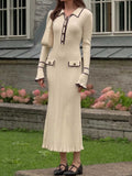 Abito midi in maglia con colletto a balze alla francese