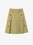 Button-Detail Cotton A-Line Midi Skirt