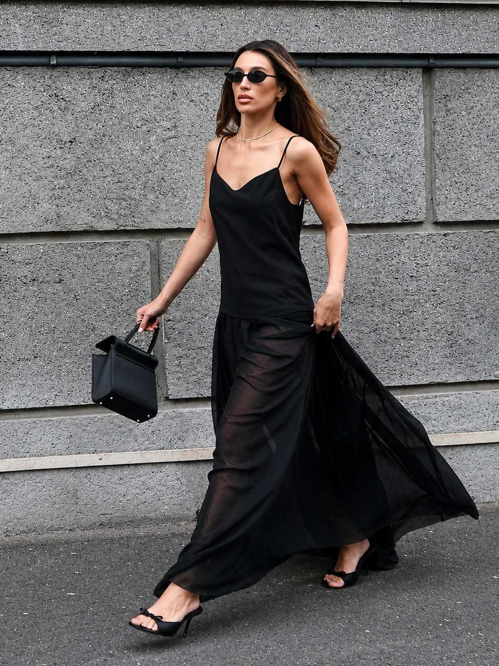 Open Back V Neck Maxi Dress