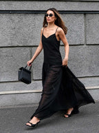 Open Back V Neck Maxi Dress